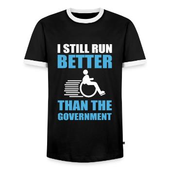 Rollstuhl - Männer Kontrast-T-Shirt - Schwarz/Weiß - Vorne - AI Model Female 172 light (172cm) & AI Model Male 178 light (178cm)