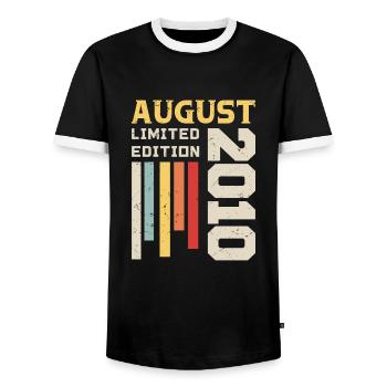 August 2010 - Birthday Gift August 2010 August - Men's Ringer Shirt - black/white - Front - AI Model Female 172 light (172cm) & AI Model Male 178 light (178cm)