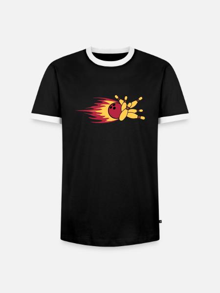 fast fire flames bowling pins upset strike hit - Men's Ringer Shirt - black/white