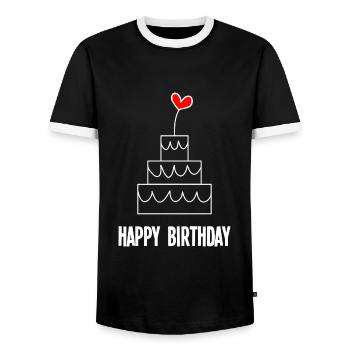 ALLES GUTE ZUM GEBURTSTAG. ALLES GUTE ZUM GEBURTSTAG. JAHRESTAG - Männer Kontrast-T-Shirt - Schwarz/Weiß - Vorne - AI Model Female 172 light (172cm) & AI Model Male 178 light (178cm)