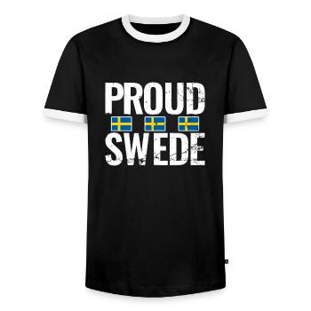 Fier Suédois Suède Vintage Drapeau Suédois - T-shirt contrasté Homme - noir/blanc - Devant - AI Model Female 172 light (172cm) & AI Model Male 178 light (178cm)