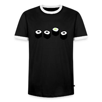 Sushi Rolls - Men's Ringer Shirt - black/white - Front - AI Model Female 172 light (172cm) & AI Model Male 178 light (178cm)