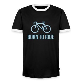 Born To Ride (Racing Bicycle / Bike) - Men's Ringer Shirt - black/white - Front - AI Model Female 172 light (172cm) & AI Model Male 178 light (178cm)