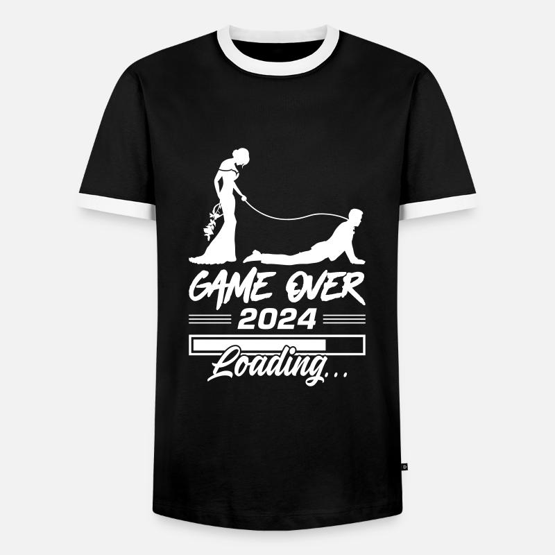 Hochzeit Loading 2024 Game Over - Männer Kontrast-T-Shirt - Schwarz/Weiß