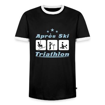 Apres Ski Triathlon c3 - Men's Ringer Shirt - black/white - Front - AI Model Female 172 light (172cm) & AI Model Male 178 light (178cm)