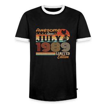 Juli 1989 Juli Geburtstagsgeschenk Juli 1989 - Männer Kontrast-T-Shirt - Schwarz/Weiß - Vorne - AI Model Female 172 light (172cm) & AI Model Male 178 light (178cm)