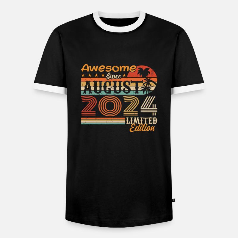 2024 August Geschenkidee August 2024 - Männer Kontrast-T-Shirt - Schwarz/Weiß