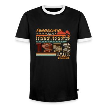 Retro Vintage Legendär Geburtstag Dezember 1953 - Männer Kontrast-T-Shirt - Schwarz/Weiß - Vorne - AI Model Female 172 light (172cm) & AI Model Male 178 light (178cm)