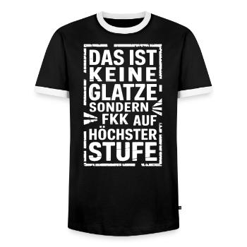 Haarausfall Glatze Frisur, Lustiges Glatzenträger - Männer Kontrast-T-Shirt - Schwarz/Weiß - Vorne - AI Model Female 172 light (172cm) & AI Model Male 178 light (178cm)