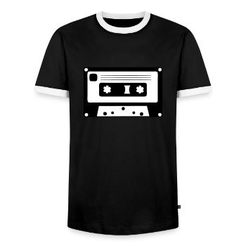 Cassette - T-shirt contrasté Homme - noir/blanc - Devant - AI Model Female 172 light (172cm) & AI Model Male 178 light (178cm)