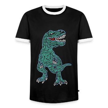 Dinosaure Sauvage Dinosaure Tyrannosaure Dinosaures - T-shirt contrasté Homme - noir/blanc - Devant - AI Model Female 172 light (172cm) & AI Model Male 178 light (178cm)