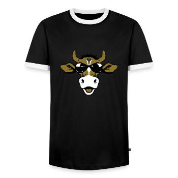 Lunettes de soleil drôles de vache - T-shirt contrasté Homme - noir/blanc - Devant - AI Model Female 172 light (172cm) & AI Model Male 178 light (178cm)