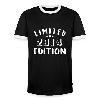 Birthday 2014 Limited Edition 2014 - Men's Ringer Shirt - black/white - Front - AI Model Female 172 light (172cm) & AI Model Male 178 light (178cm)