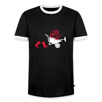 Garden boots wheelbarrow gardening - Men's Ringer Shirt - black/white - Front - AI Model Female 172 light (172cm) & AI Model Male 178 light (178cm)
