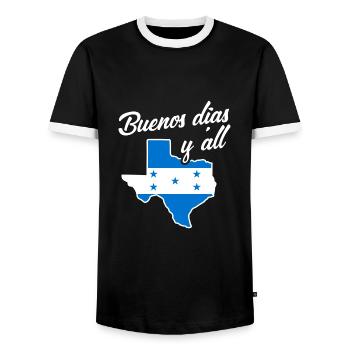 Honduranisch-texanisches Design für Einwanderer - Männer Kontrast-T-Shirt - Schwarz/Weiß - Vorne - AI Model Female 172 light (172cm) & AI Model Male 178 light (178cm)