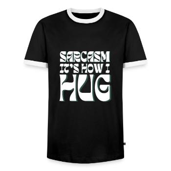 Sarkasmus Es ist, wie ich lustige sarkastische Sprüche umarme - Männer Kontrast-T-Shirt - Schwarz/Weiß - Vorne - AI Model Female 172 light (172cm) & AI Model Male 178 light (178cm)