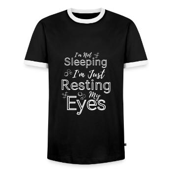 Funny I am not Sleeping I am Just Resting My Eyes - Men's Ringer Shirt - black/white - Front - AI Model Female 172 light (172cm) & AI Model Male 178 light (178cm)