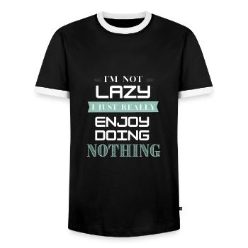 Je ne suis pas paresseux, j’aime vraiment ne rien faire - T-shirt contrasté Homme - noir/blanc - Devant - AI Model Female 172 light (172cm) & AI Model Male 178 light (178cm)
