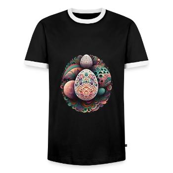 An Abstract Interpretation Of Easter Eggs - Men's Ringer Shirt - black/white - Front - AI Model Female 172 light (172cm) & AI Model Male 178 light (178cm)