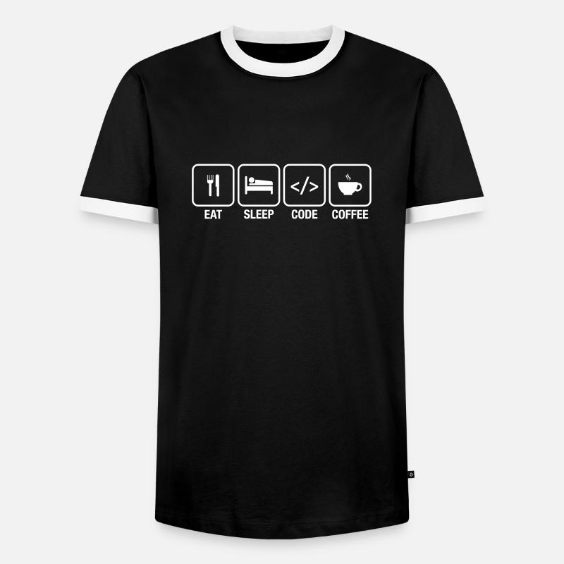 Geek - Eat, Sleep, Code, Coffee - Männer Kontrast-T-Shirt - Schwarz/Weiß