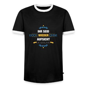 Ihr seid doch ohne Aufsicht Lehrer Schüler - Männer Kontrast-T-Shirt - Schwarz/Weiß - Vorne - AI Model Female 172 light (172cm) & AI Model Male 178 light (178cm)