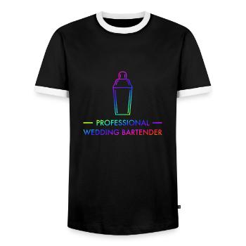 Wedding Bartender Cocktail Long Drink Gift - Men's Ringer Shirt - black/white - Front - AI Model Female 172 light (172cm) & AI Model Male 178 light (178cm)