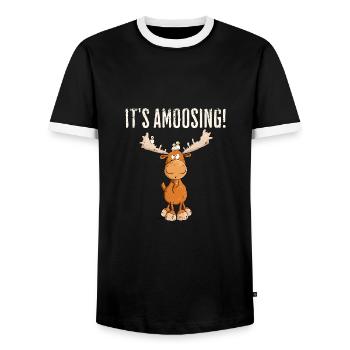 Drolliger Elch Tiermotiv Skandinavien Elche Spruch - Männer Kontrast-T-Shirt - Schwarz/Weiß - Vorne - AI Model Female 172 light (172cm) & AI Model Male 178 light (178cm)