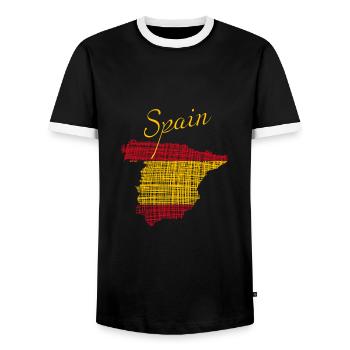 Spain - Männer Kontrast-T-Shirt - Schwarz/Weiß - Vorne - AI Model Female 172 light (172cm) & AI Model Male 178 light (178cm)