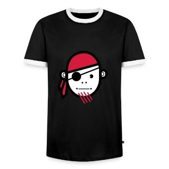 Piraten - Männer Kontrast-T-Shirt - Schwarz/Weiß - Vorne - AI Model Female 172 light (172cm) & AI Model Male 178 light (178cm)