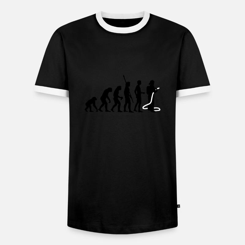 evolution firefighter - Men's Ringer Shirt - black/white