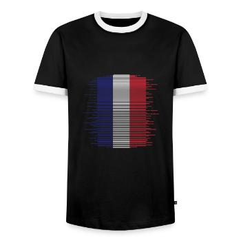 Frankreich Flagge Used Look Französische Fahne - Männer Kontrast-T-Shirt - Schwarz/Weiß - Vorne - AI Model Female 172 light (172cm) & AI Model Male 178 light (178cm)