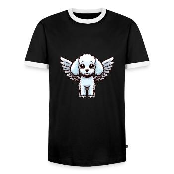 Poodle Angel - Elegant dog with wings - Men's Ringer Shirt - black/white - Front - AI Model Female 172 light (172cm) & AI Model Male 178 light (178cm)