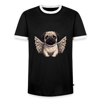 Ange carlin mignon dans le style bande dessinée - T-shirt contrasté Homme - noir/blanc - Devant - AI Model Female 172 light (172cm) & AI Model Male 178 light (178cm)
