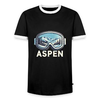 Aspen Wintersport Skifahren Snowboarden Skibrille - Männer Kontrast-T-Shirt - Schwarz/Weiß - Vorne - AI Model Female 172 light (172cm) & AI Model Male 178 light (178cm)