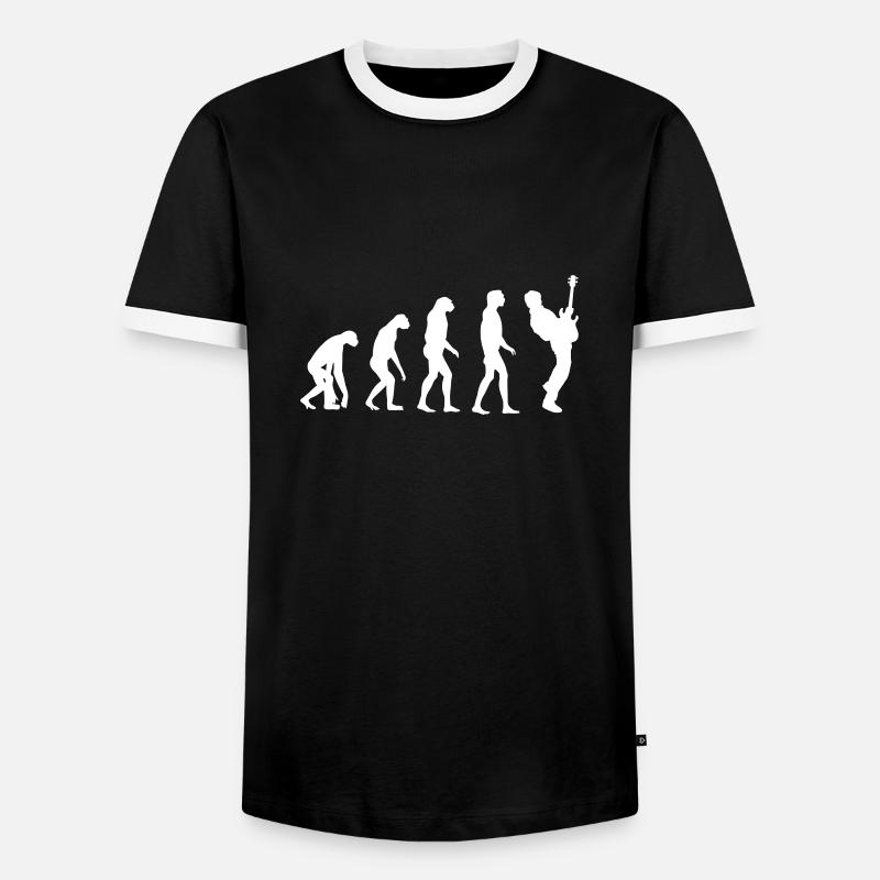 bass player evolution - Männer Kontrast-T-Shirt - Schwarz/Weiß