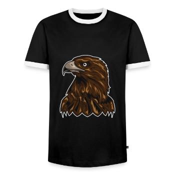 T-shirt Golden Eagle maintenant NOUVEAU sur le masque facial - T-shirt contrasté Homme - noir/blanc - Devant - AI Model Female 172 light (172cm) & AI Model Male 178 light (178cm)