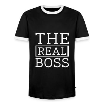 Le vrai patron - T-shirt contrasté Homme - noir/blanc - Devant - AI Model Female 172 light (172cm) & AI Model Male 178 light (178cm)