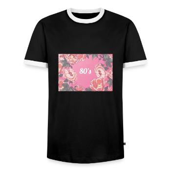 Années 80 - T-shirt contrasté Homme - noir/blanc - Devant - AI Model Female 172 light (172cm) & AI Model Male 178 light (178cm)
