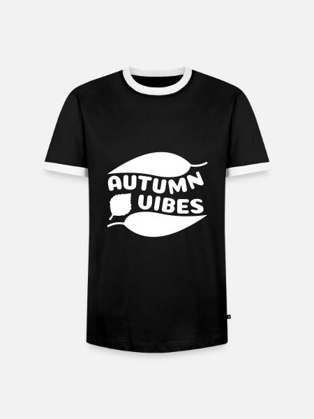 Autumn vibes (curved leaves) - Men's Ringer Shirt - black/white