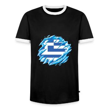Drapeau de la Grèce Hellas Athènes Drapeau grec - T-shirt contrasté Homme - noir/blanc - Devant - AI Model Female 172 light (172cm) & AI Model Male 178 light (178cm)