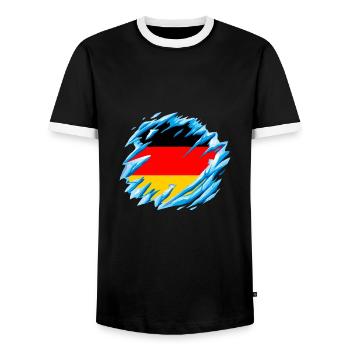Germany Flag German Flag Used Look Homeland - Men's Ringer Shirt - black/white - Front - AI Model Female 172 light (172cm) & AI Model Male 178 light (178cm)