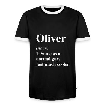 Oliver Définition Cool Nom Dicton Cadeau - T-shirt contrasté Homme - noir/blanc - Devant - AI Model Female 172 light (172cm) & AI Model Male 178 light (178cm)