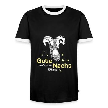 Sheep ram good night - Men's Ringer Shirt - black/white - Front - AI Model Female 172 light (172cm) & AI Model Male 178 light (178cm)