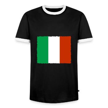 Italy Flag Vintage Italian Flag Used Look - Men's Ringer Shirt - black/white - Front - AI Model Female 172 light (172cm) & AI Model Male 178 light (178cm)