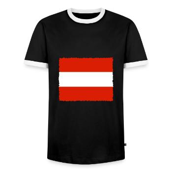 Austria Flag Austria Austrian Flag AT - Men's Ringer Shirt - black/white - Front - AI Model Female 172 light (172cm) & AI Model Male 178 light (178cm)
