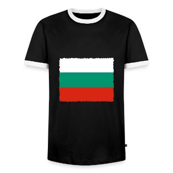 Bulgaria flag Bulgarian flag Golden Sands - Men's Ringer Shirt - black/white - Front - AI Model Female 172 light (172cm) & AI Model Male 178 light (178cm)