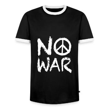 No War Peace Street Art - Men's Ringer Shirt - black/white - Front - AI Model Female 172 light (172cm) & AI Model Male 178 light (178cm)