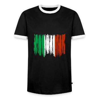 Drapeau de l’Italie Drapeau italien Vintage Look vieilli - T-shirt contrasté Homme - noir/blanc - Devant - AI Model Female 172 light (172cm) & AI Model Male 178 light (178cm)
