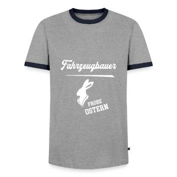 Fahrzeugbauer Frohe Ostern Ostergeschenk Meister - Männer Kontrast-T-Shirt - Grau/Navy  - Vorne - AI Model Female 172 light (172cm) & AI Model Male 178 light (178cm)
