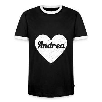 Andrea Name Grosses Herz Liebe Grafik Geschenk - Männer Kontrast-T-Shirt - Schwarz/Weiß - Vorne - AI Model Female 172 light (172cm) & AI Model Male 178 light (178cm)